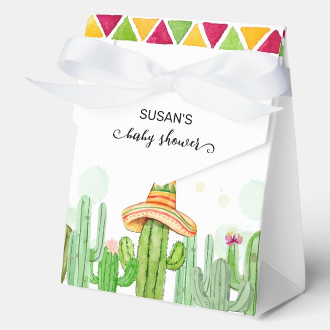 Rustic Fiesta Cactus Taco 'Bout A Baby Shower Favor Box (Front)