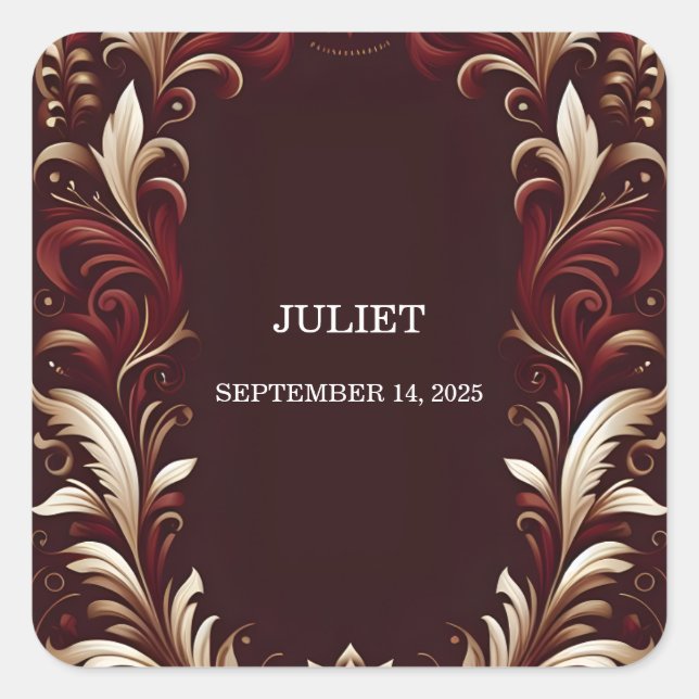 Rustic Fiesta Rustic Bold Spanish Bridal Shower Square Sticker (Front)