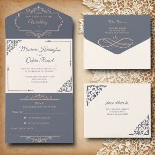 Rustic Filigree, Wedding All In One Invitation
