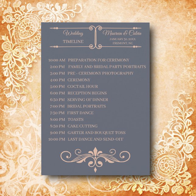 Rustic Filigree, Wedding Timeline Program (Creator Uploaded)