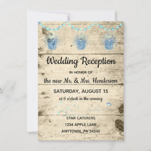 Rustic Firefly & String Lights Wedding Reception Invitation