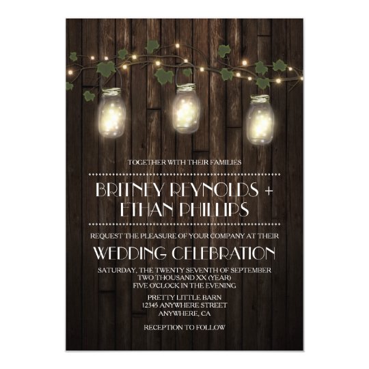 Rustic Firefly + Vine Vineyard Wedding Invitations
