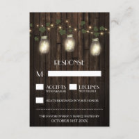 Rustic Firefly + Vine Vineyard Wedding RSVP Cards