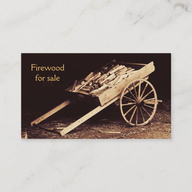 rustic firewood wagon - firewood for sale business card (Front)