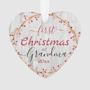 Rustic First Christmas as Grandma One Photo Ornament