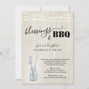 Rustic First Communion / Confirmation BBQ Party In Invitation