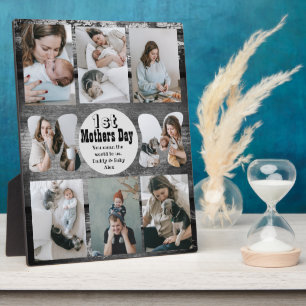 Rustic First mother's Day Photo Collage Plaque