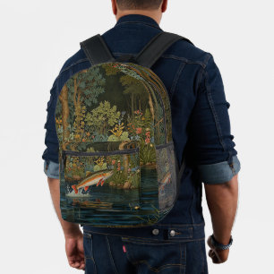 Rustic fish fishing fly fishing printed backpack
