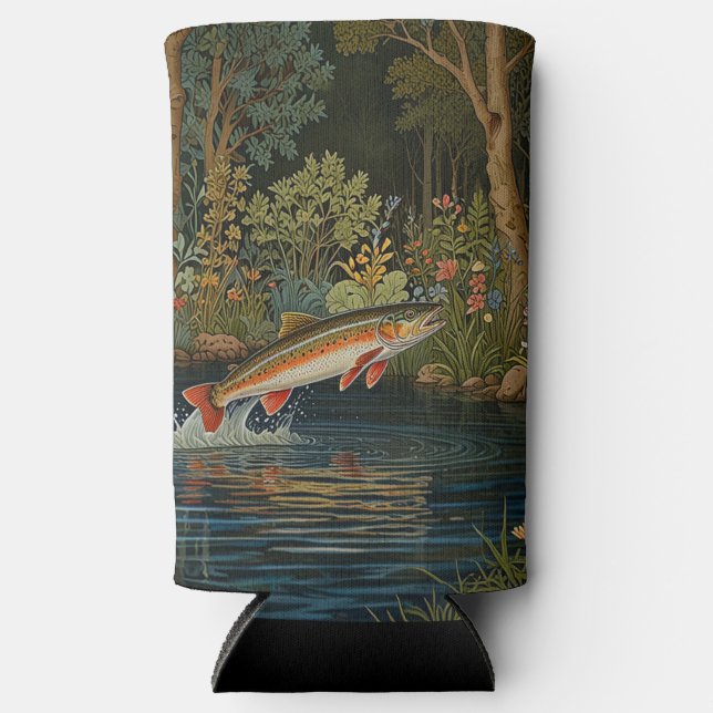 Rustic fish fishing fly fishing seltzer can cooler (Front)