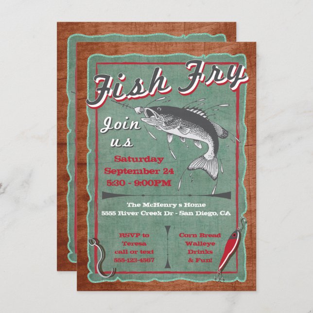 Rustic Fish Fry Party Poster Invitation (Front/Back)