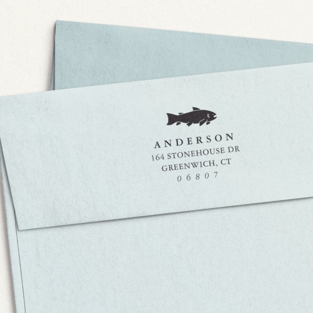 Rustic Fish Return Address Self-inking Stamp (Creator Uploaded)