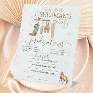 Rustic Fisherman Derby Baby Shower Predictions  Pedestal Sign
