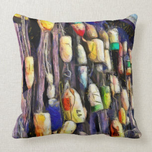 Rustic Fishing Buoys Colourful Pillow