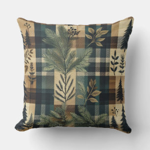 Rustic Flannel Throw Pillow