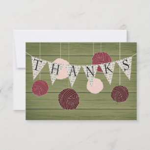 Rustic flat thank you note - yarn theme card