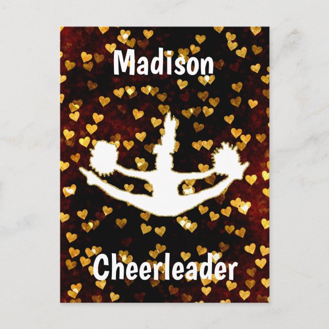 Rustic Floating Hearts Cheerleader Postcard (Front)