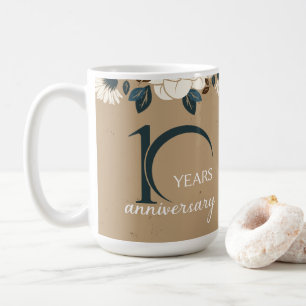 Rustic Floral 10th Wedding Anniversary Coffee Mug