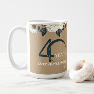 Rustic Floral 40th Wedding Anniversary Coffee Mug