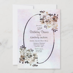 Rustic Floral 50th Birthday Dinner Invitation
