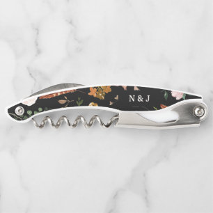 Rustic floral and antlers initials wedding  corkscrew