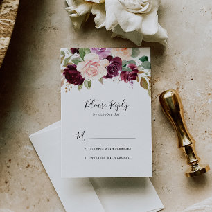 Rustic Floral and Botanical Foliage RSVP Card