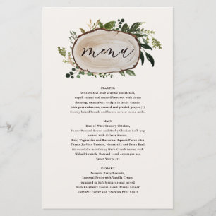 Rustic floral and stag antlers wedding menu