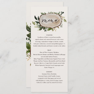 Rustic floral and woodlice antlers wedding menu
