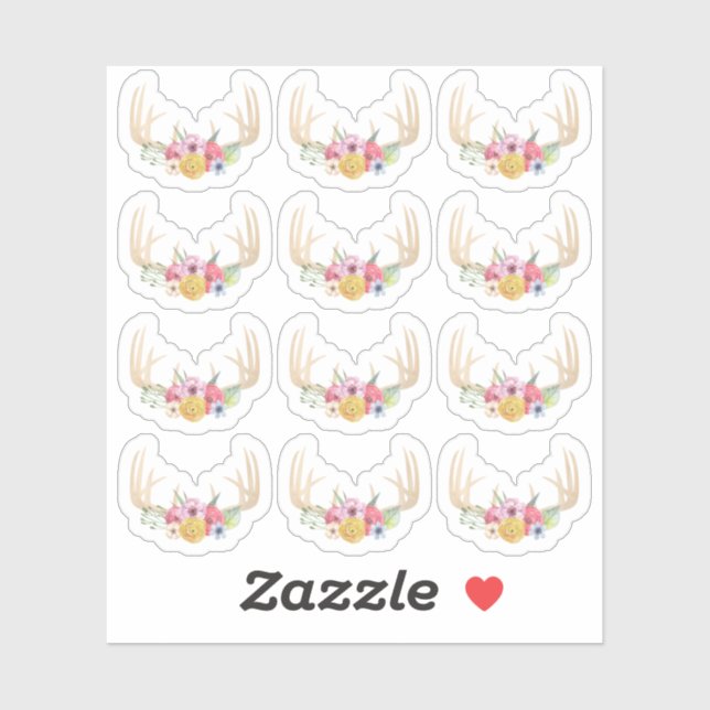 Rustic Floral Antlers Pastel Watercolor Planner (Sheet)