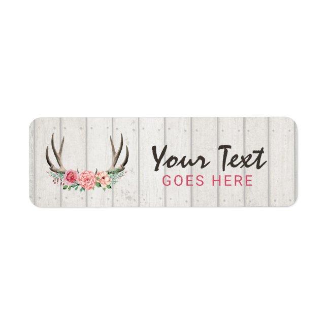 Rustic Floral Antlers Shabby Chic Roses & Wood (Front)