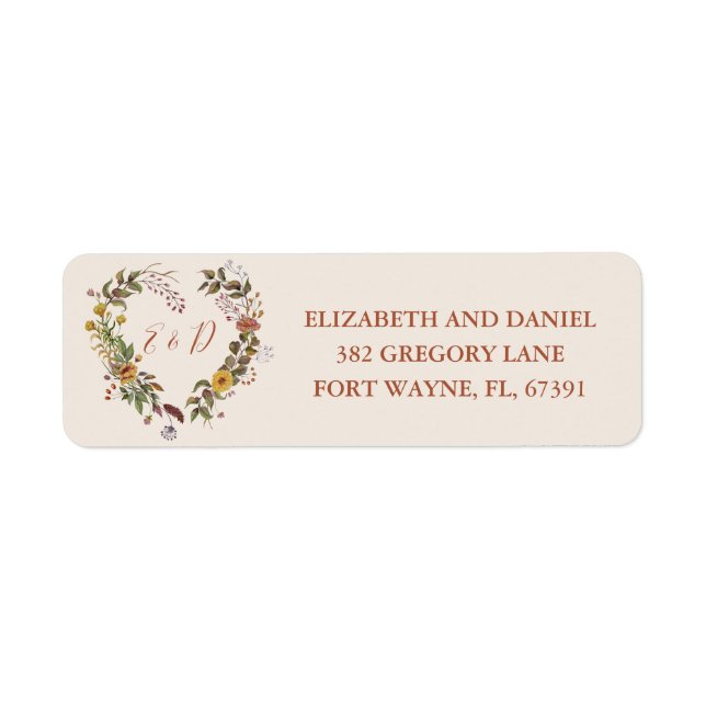 Rustic Floral Automne Mariage de automne Adresse d (Devant)