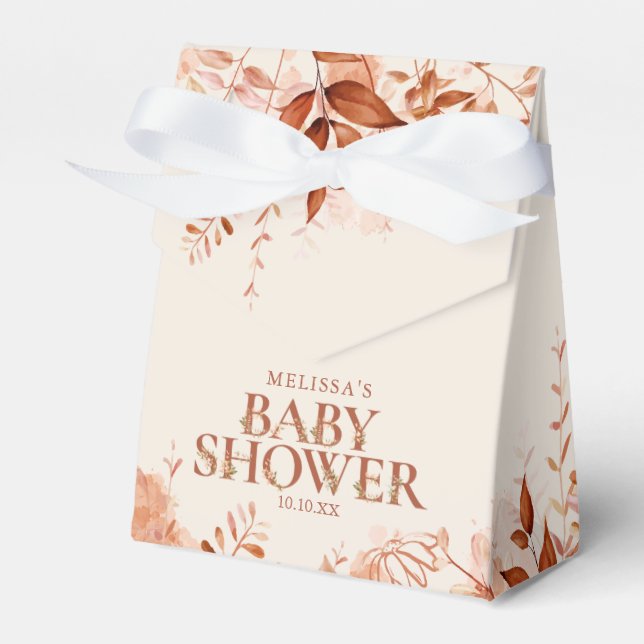 Rustic Floral Autumn Fall Baby Shower Favor Box (Front Side)