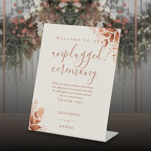 Rustic Floral Autumn Fall Unplugged Ceremony Pedestal Sign