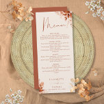 Rustic Floral Autumn Fall Wedding Dinner Menu<br><div class="desc">This elegant rustic floral autumn fall wedding menu can be personalized with your information in chic typography. Designed by Thisisnotme©</div>