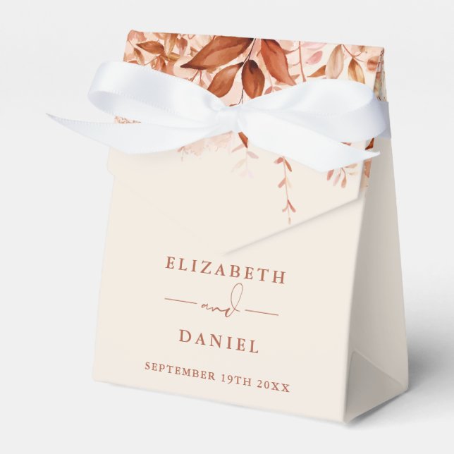 Rustic Floral Autumn Fall Wedding Favor Box (Front Side)