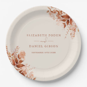 Rustic Floral Autumn Fall Wedding Paper Plate