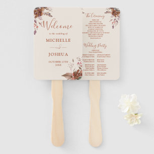 Rustic Floral Autumn Fall Wedding Program Hand Fan