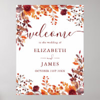 Rustic Floral Autumn Mariage de automne Affiche de