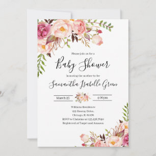 Rustic Floral Baby Shower Invitation