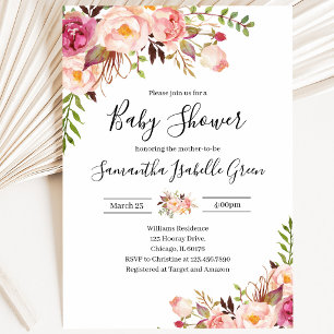Rustic Floral Baby Shower Invitation