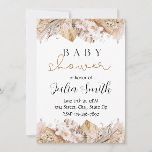 Rustic Floral Baby Shower Invite Neutral Boho