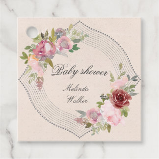 rustic floral baby shower thank you favour tags