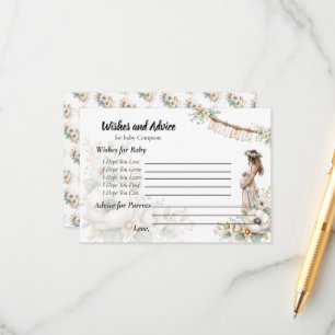 Rustic Floral Baby Shower Wishes and Advice Enclosure Card
