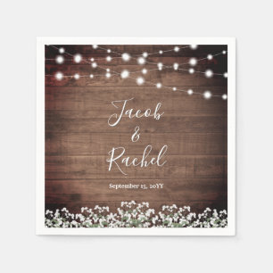 Rustic Floral Baby's Breath String Lights Wedding Napkin