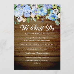 Rustic Floral Backyard Vow Renewal Anniversary Invitation
