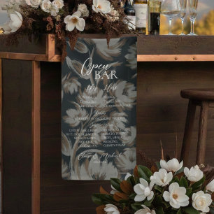 Rustic Floral Bar Menu Wedding Reception Decor Banner