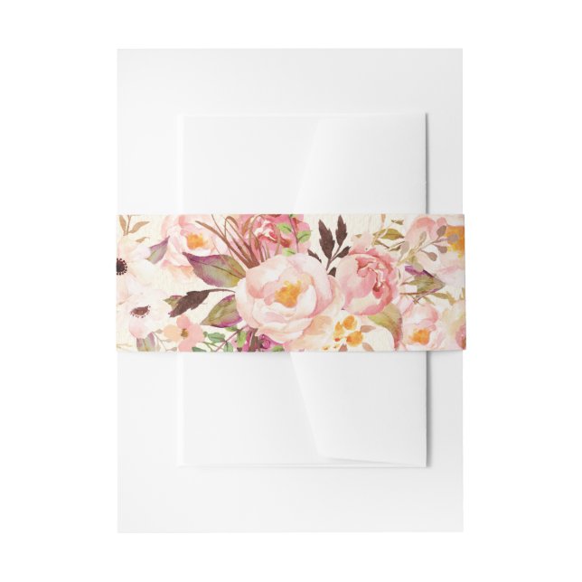 Rustic Floral Belly Band for Wedding Invitations Invitation Belly Band (Front Example)