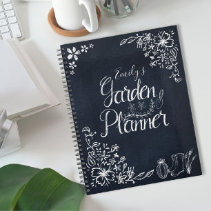 Rustic Floral Black Chalkboard Garden Planner
