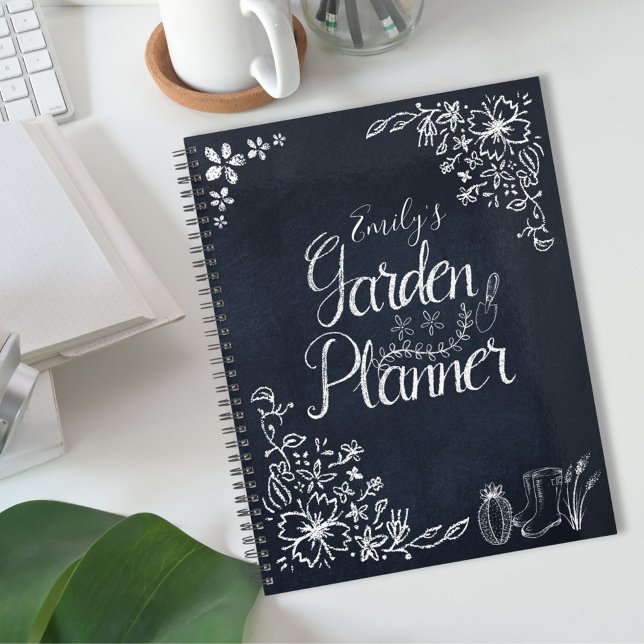 Rustic Floral Black Chalkboard Garden Planner (In situ)