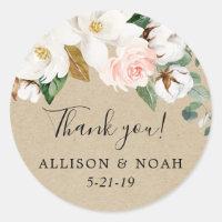 Rustic floral blush pink white magnolia favour