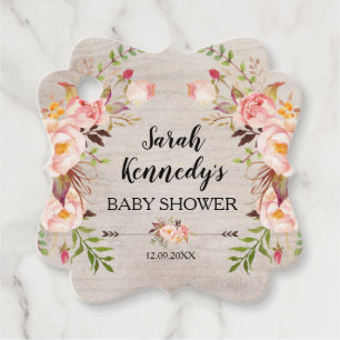 Rustic Floral Boho Baby Shower Favour Tags
